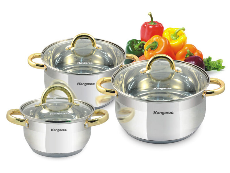 Bộ nồi inox đáy 5 lớp Kangaroo có thiết kế khá bắt mắt