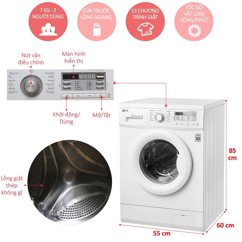 Máy giặt LG 7 kg F1407NMPW