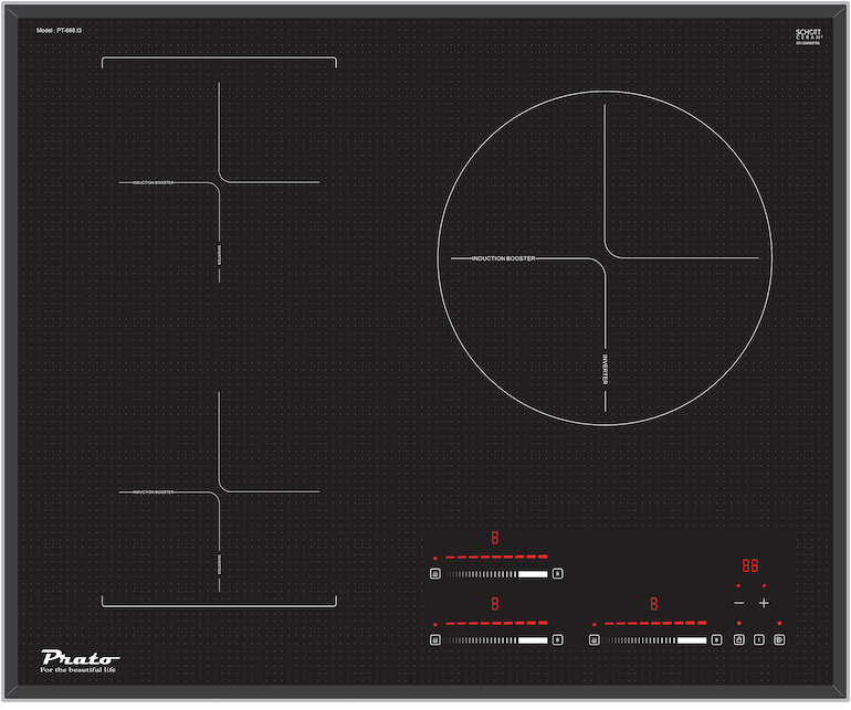 Bếp từ ba Prato PT-668.I3 sở hữu thiết kế hiện đại 