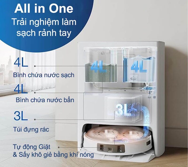 Robot hút bụi lau nhà Ecovacs Deebot T20e Omni: 