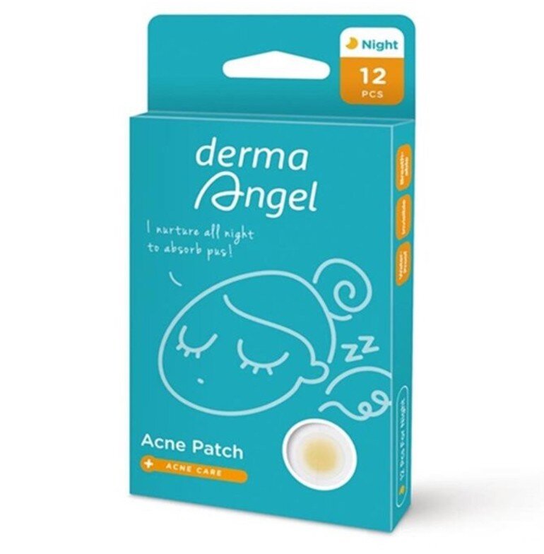 Miếng dán mụn Derma Angel được thiết kế với hộp ngoài nhỏ có màu xanh hài hòa.