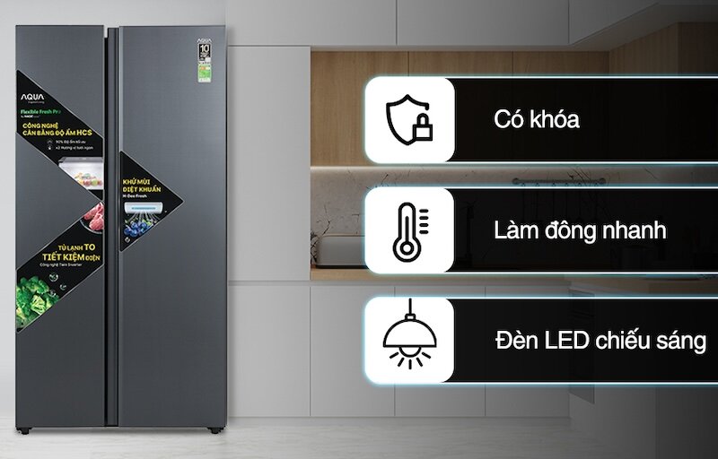Những tiện ích của tủ lạnh Aqua Inverter 646 lít AQR-S682XA(SLB)