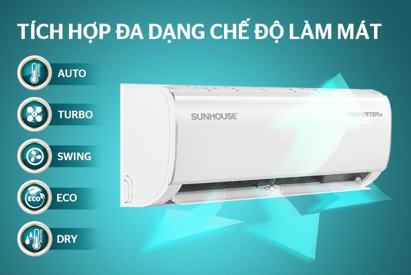 Điều hòa Sunhouse 12000 BTU inverter 1 chiều SHR-AW12IC620: Giải pháp làm mát tiết kiệm điện cho phòng 16 - 22m2