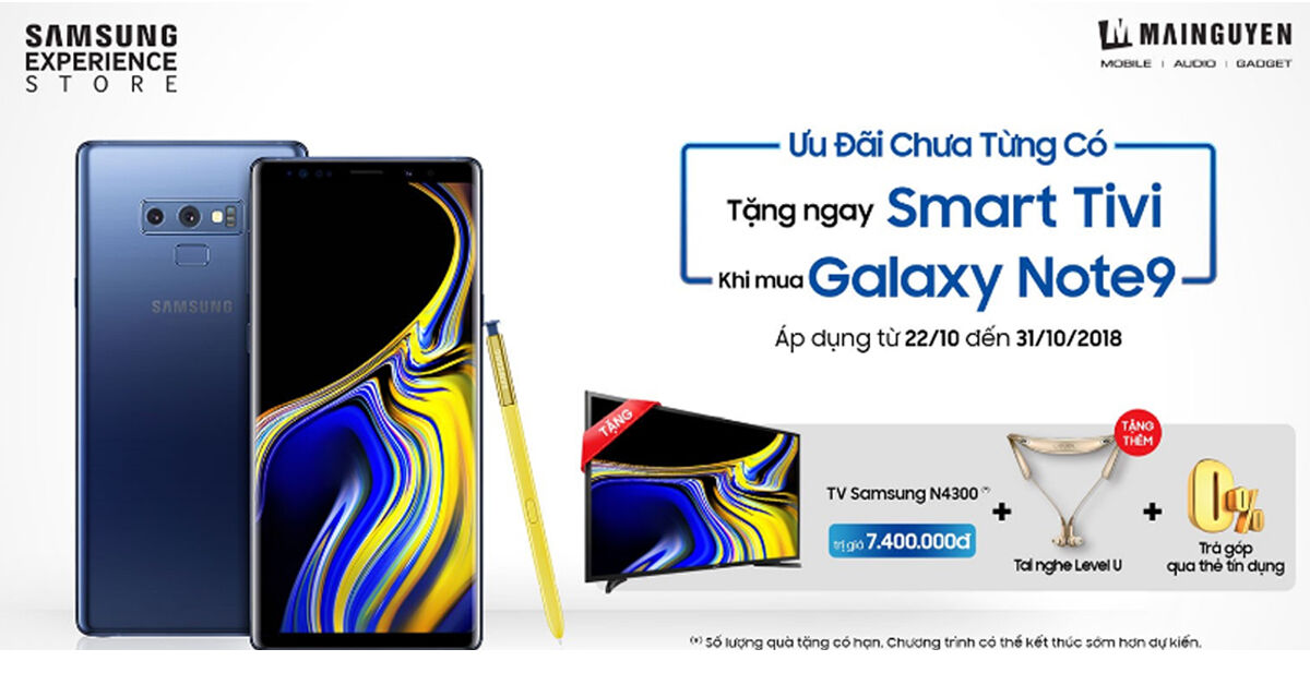 Hãy "thấy điều không thể" với khuyến mãi tặng Smart tivi và tai nghe khi mua điện thoại Samsung Galaxy Note9 N960 128GB từ MAI NGUYEN