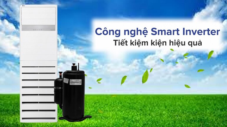 Công nghệ Smart Inverter tích hợp trên dòng máy điều hòa tủ đứng cao cấp LG mang lại hiệu quả tiết kiệm điện lên tới 40%