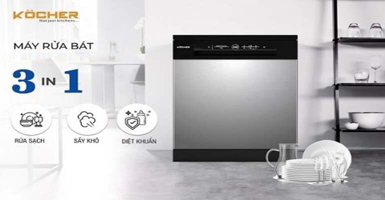 Máy rửa bát Kocher KDEU 8835 SEMI có thiết kế độc lập nhỏ gọn máy rửa bát Kocher KDEU 8835 SEMI