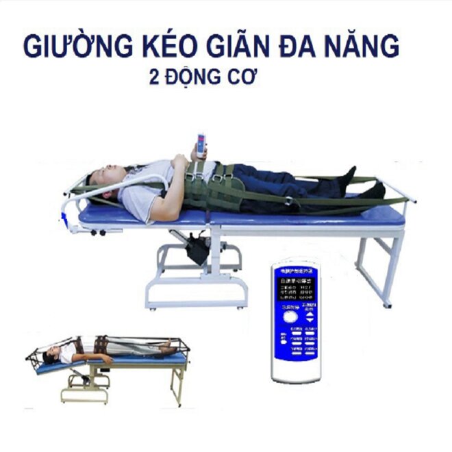 Giường kéo cột sống lưng cổ bằng điện 2 mô tơ kéo lưng, cổ, toàn thân