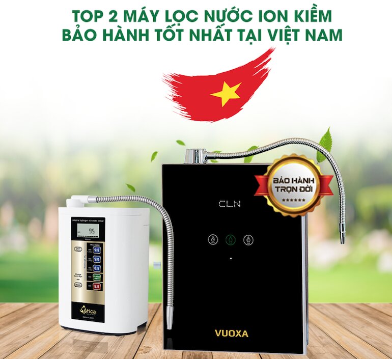 Top 2 máy lọc nước ion kiềm giàu Hydro có bảo hành điện cực tốt nhất tại Việt Nam