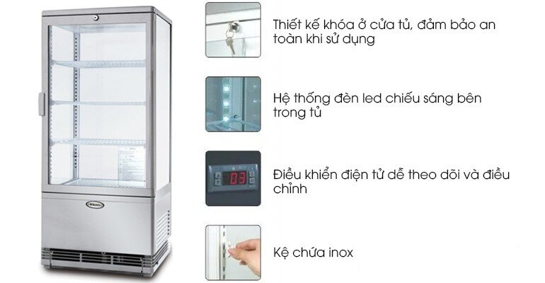 Tủ mát Berjaya 1 cánh 78 lít BJY-4GDC78L thiết kế 3 tầng