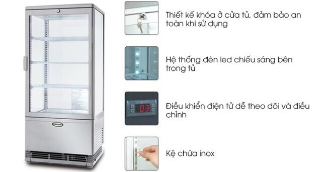  Tủ mát Berjaya 1 cánh 78 lít BJY-4GDC78L thiết kế 3 tầng