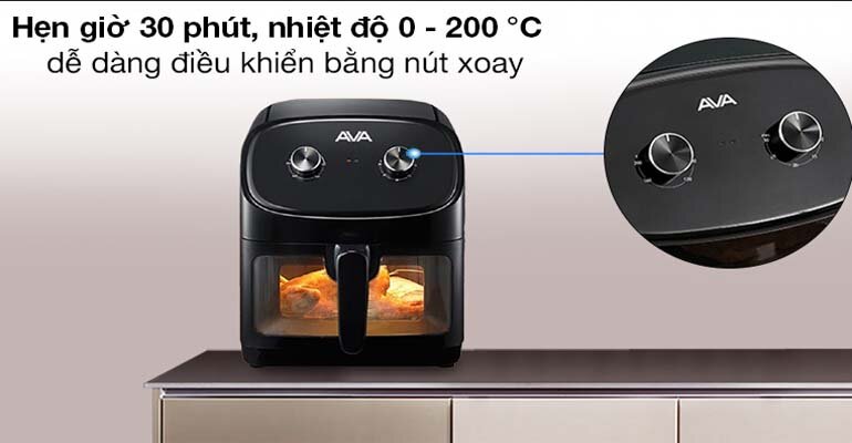 Nồi chiên Ava 55K07A có độ nhám chống bám vân tay hiệu quả nồi chiên không dầu Ava