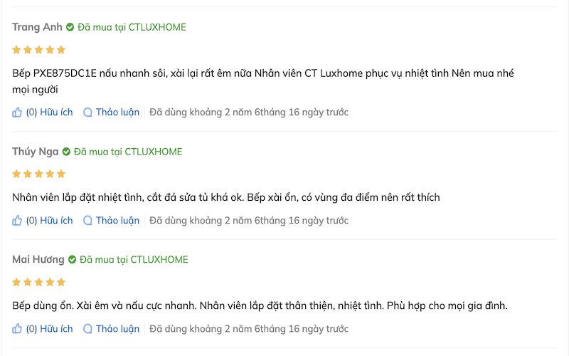 Đánh giá từ phía người dùng khi sử dụng bếp từ 4 vùng nấu Bosch PXE875DC1E