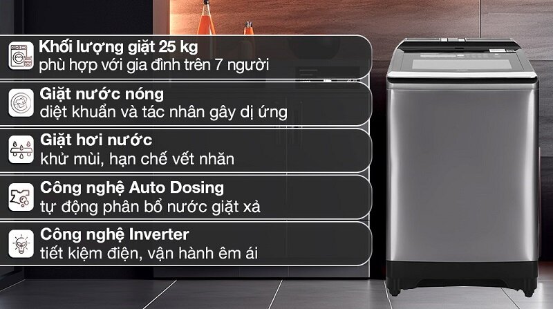Máy giặt Hitachi SF-250ZFVAD giảm nửa giá, lựa chọn chất lượng cho gia đình đông người