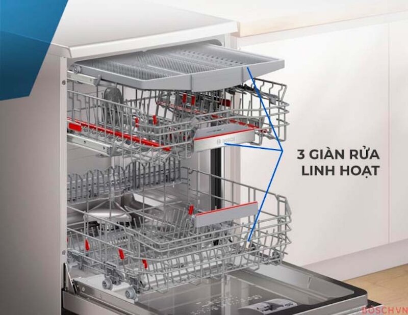 Máy rửa bát Bosch SMS6ZCI85M serie 6 được trang bị giàn rửa VarioFlex Plus