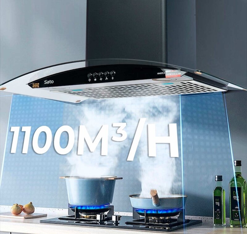 Khám phá máy hút mùi kính cong Sato HM017.A khi thẩm mỹ gặp hiệu năng