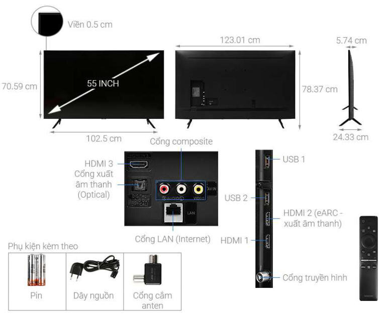 Smart Tivi QLED Samsung QA55Q60T kết nối tiện lợi cùng thiết bị ngoại vi 