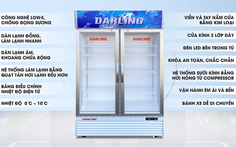 Các công nghệ hiện đại của tủ mát Darling 2 cánh 1100 lít DL-12000A2