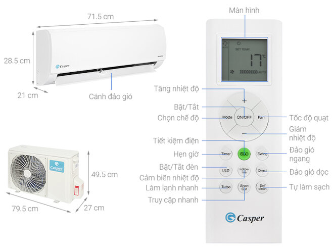 điều hoà Casper 9000BTU 1 chiều