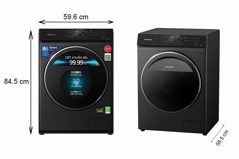 Máy giặt sấy Panasonic Inverter 9kg NA-V90FR1BVT có màu đen sang trọng, lịch lãm
