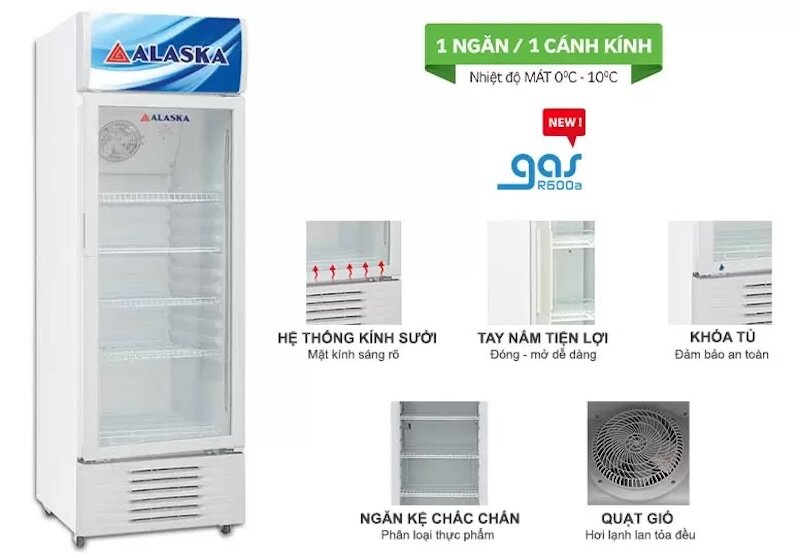 Tủ mát Alaska 1 cánh 350 lít LC-533H bảo quản thực phẩm hiệu quả và tiện lợi