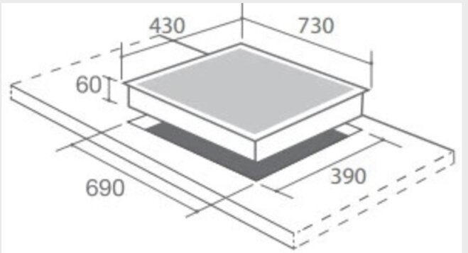 Kích thước cắt đá lớn giúp lắp đặt bếp từ Canzy CZI-9976 dễ dàng và thuận tiện hơn