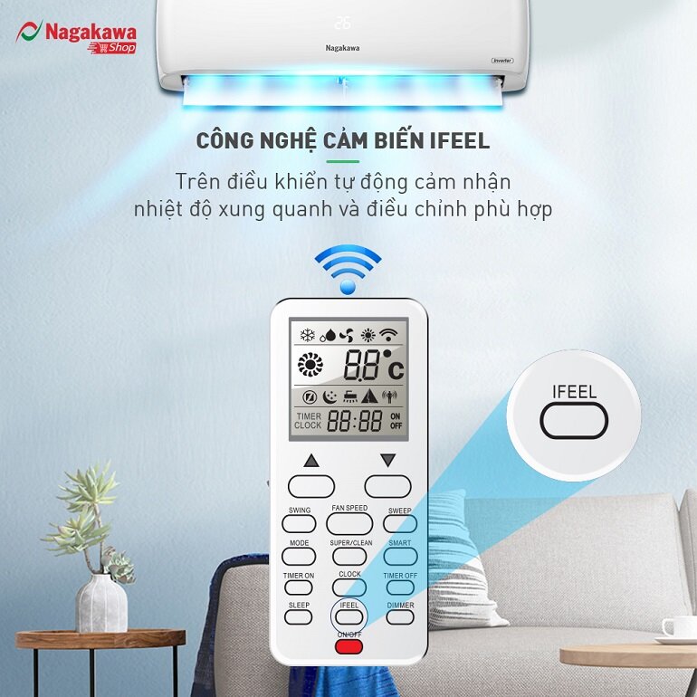 Điều hòa Nagakawa 1 chiều 9000BTU/H Inverter NIS-C09R2H08