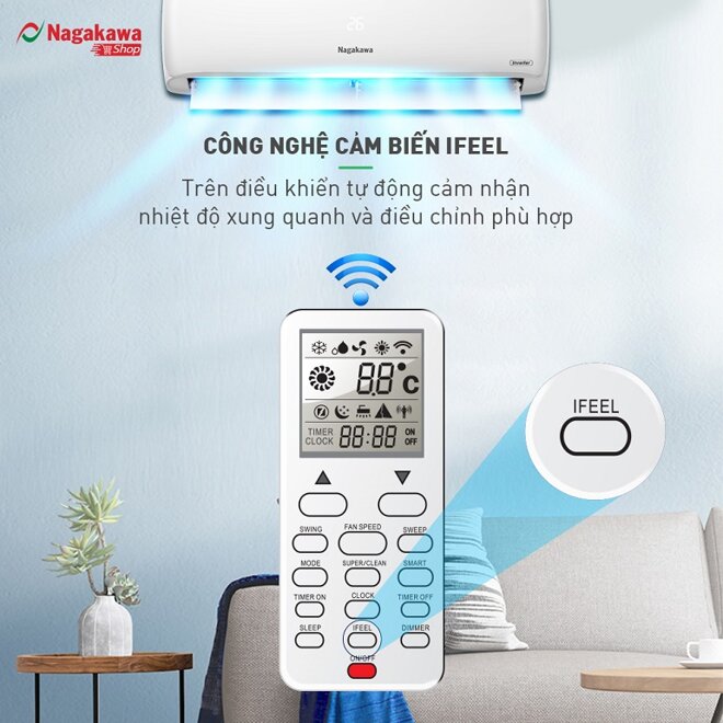 Điều hòa Nagakawa 1 chiều 9000BTU/H Inverter NIS-C09R2H08 