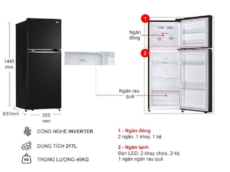 Tủ lạnh LG GV-B212WB giá chỉ từ 5 triệu đồng có gì nổi bật?