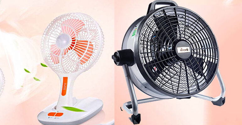 Quạt tích điện có 2 loại để bạn lựa chọn là quạt mini và quạt thường quạt tích điện