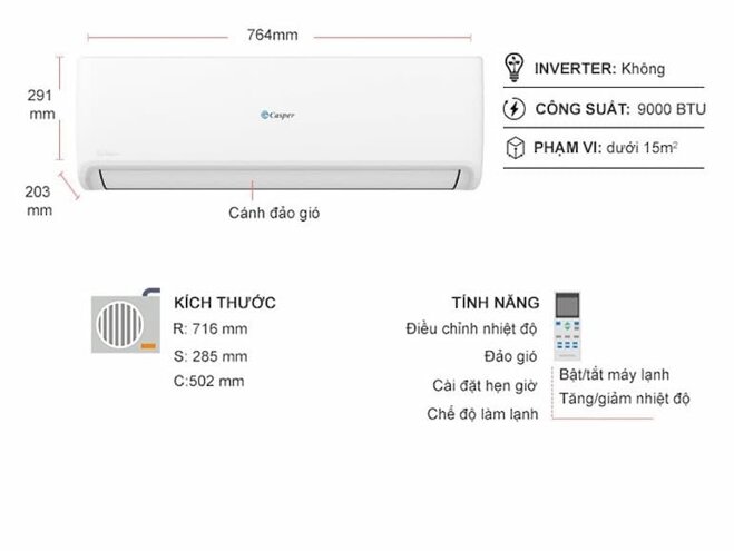 Mức giá thành điều hòa Casper SC-09FS32 khá rẻ