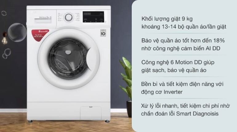Máy giặt LG 9kg FM1209S6W