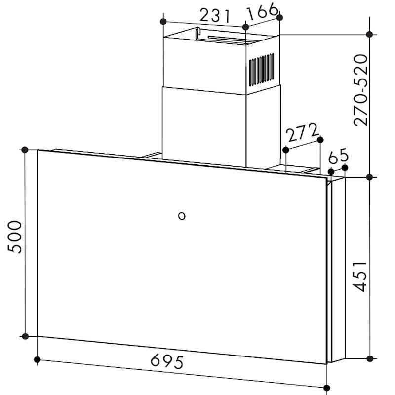 Kích thước máy hút mùi Bauer BC70BSI