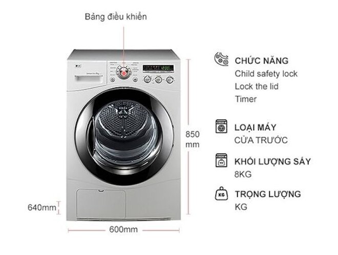 Máy sấy LG DR-80BW có thể lắp đặt nhiều nơi trong ngôi nhà bạn