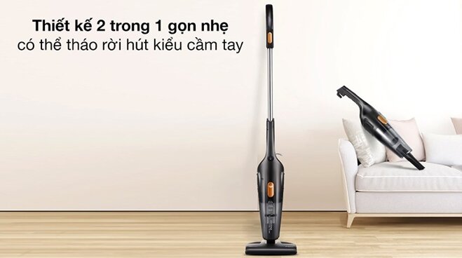 Máy hút bụi cầm tay Deerma Xiaomi DX115C có kích thước nhỏ gọn và thiết kế 2 trong 1 đa năng, linh hoạt