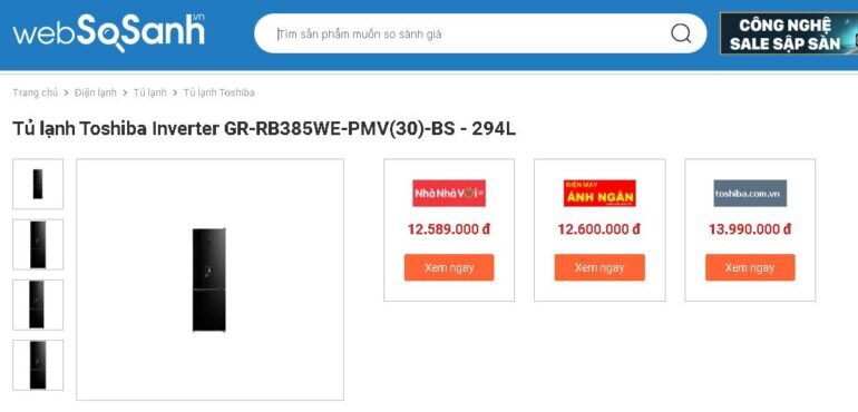Giá tủ lạnh Toshiba Inverter 294 lít GR-RB385WE-PMV(30)-BS
