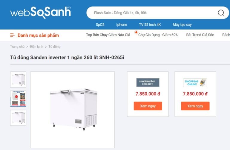 Mức giá của tủ đông Sanden Intercool SNH-0265i bao nhiêu?
