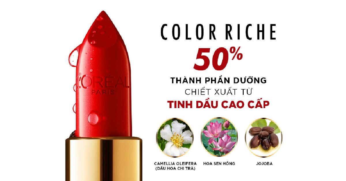 Review son môi L'Oreal Paris Color Riche Le Rouge - Son lì satin mịn mượt, chuẩn màu với 50% dưỡng