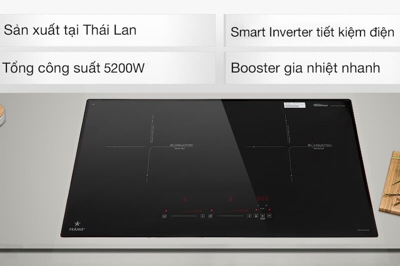 Bếp từ đôi Pramie PRTH-2022 thiết kế sang trọng, tính năng tiên tiến và an toàn