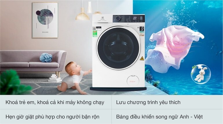 Các tiện ích hỗ trợ trong máy giặt