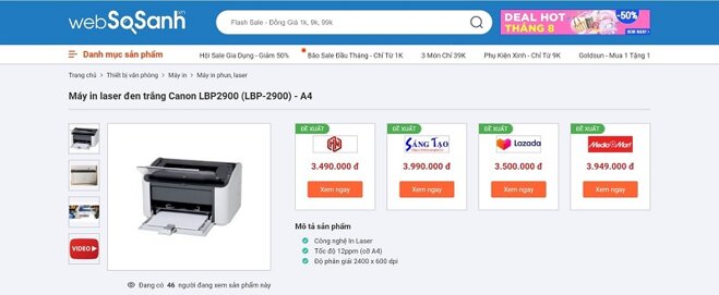 Máy in laser đen trắng Canon LBP2900 (LBP-2900) - A4 sở hữu nhiều chức năng tiên tiến (Ảnh: websosanh.vn)