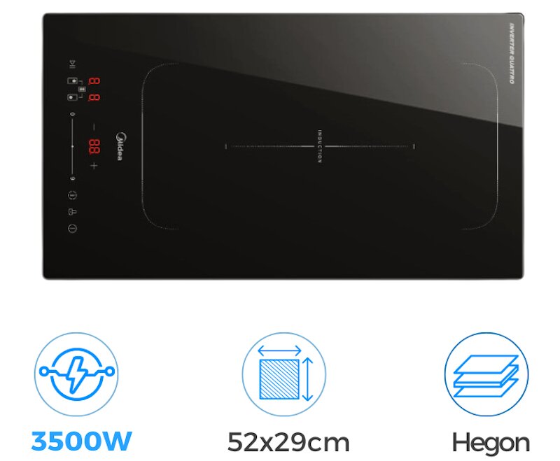 Bếp từ đôi Midea MC-ID3523P thiết kế sang trọng, tính năng hiện đại