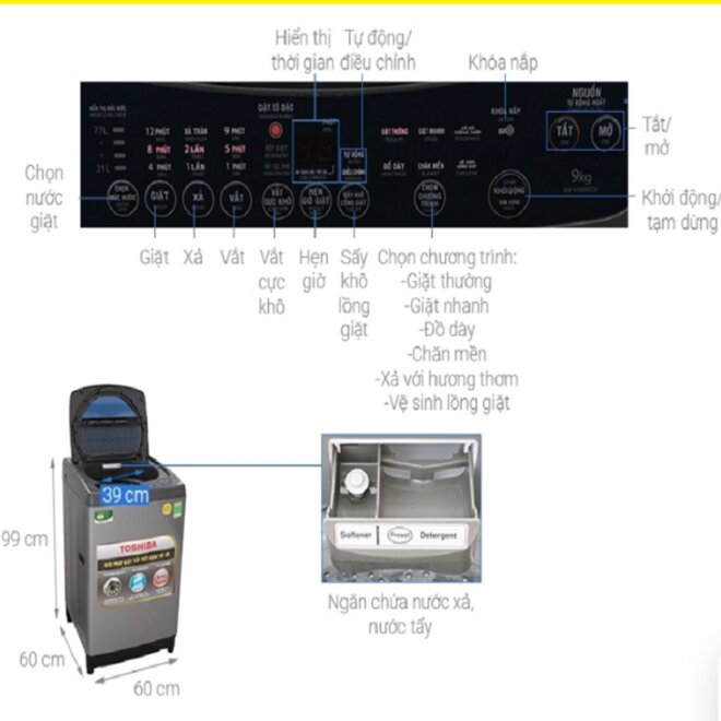 máy giặt toshiba 9kg aw-h1000gv