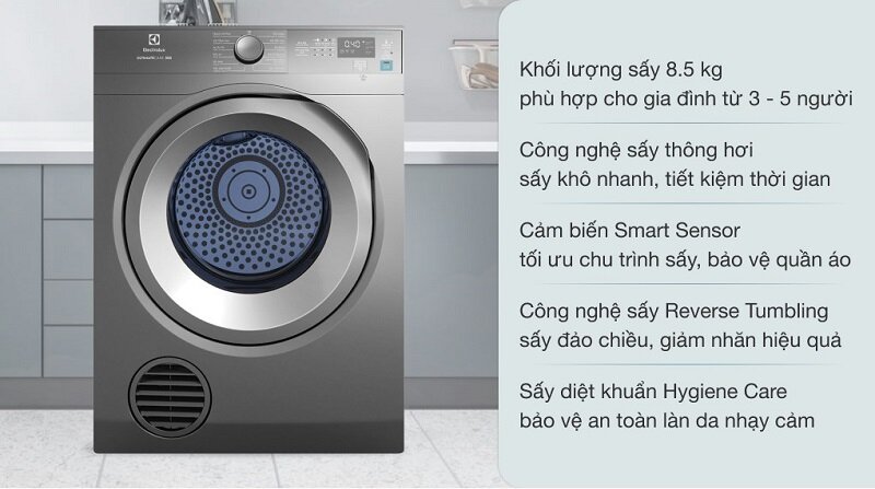 máy sấy thông hơi 8kg Electrolux UltimateCare 8.5 kg EDS854N3SB