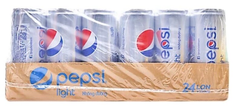Nước ngọt không đường Pepsi Light - Giá tham khảo: 9.500đ/lon 330ml và 175.000đ/ thùng 24 lon