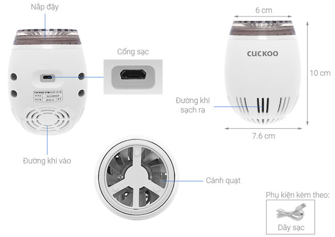 Máy lọc không khí giá 1 triệu Cuckoo CAC-03V10W