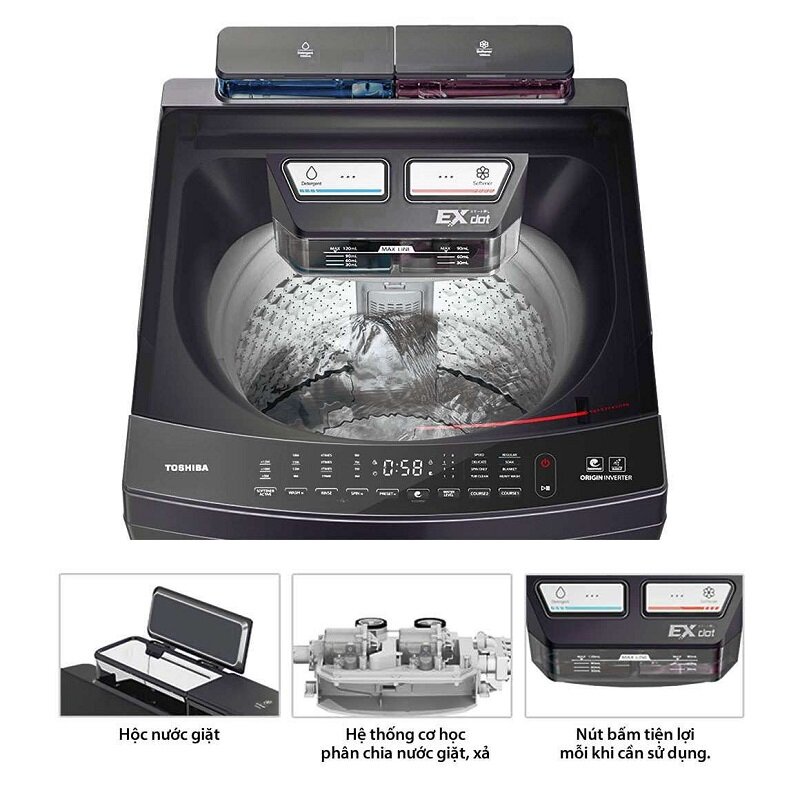 Máy giặt Toshiba AW-DUM1100JV(SG) với hộp đựng nước giặt ExDot mới