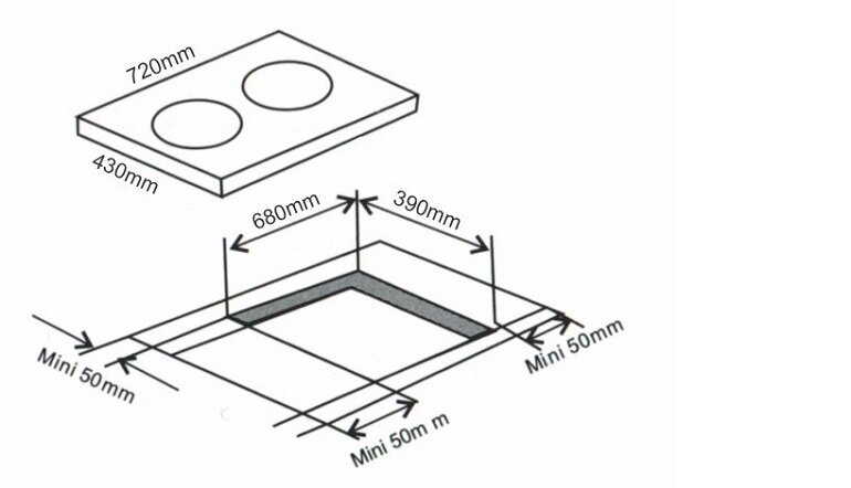 Thiết kế bếp từ âm 2 vùng nấu Arber AB 550