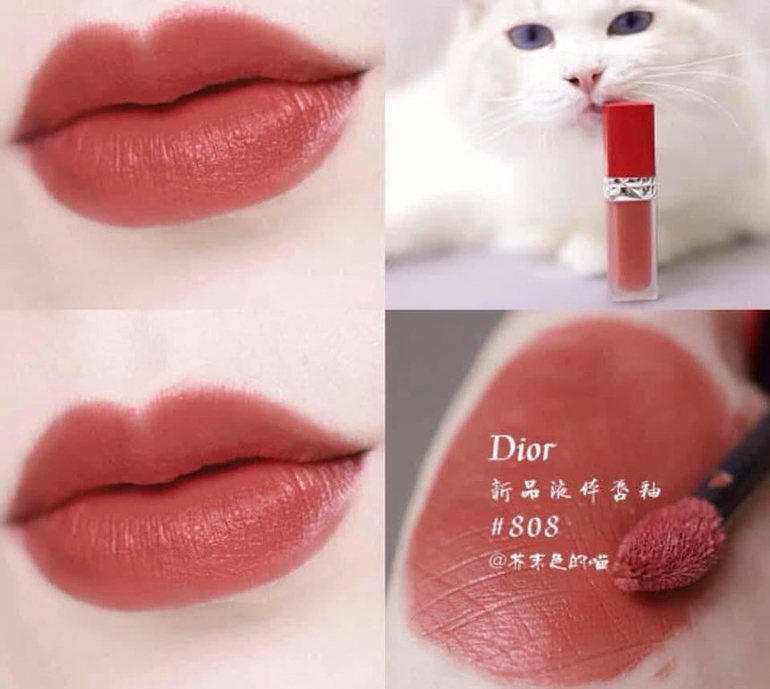 Review Son Kem Dior 808 Caress Ultra Care Liquid Hồng Đất Sáng