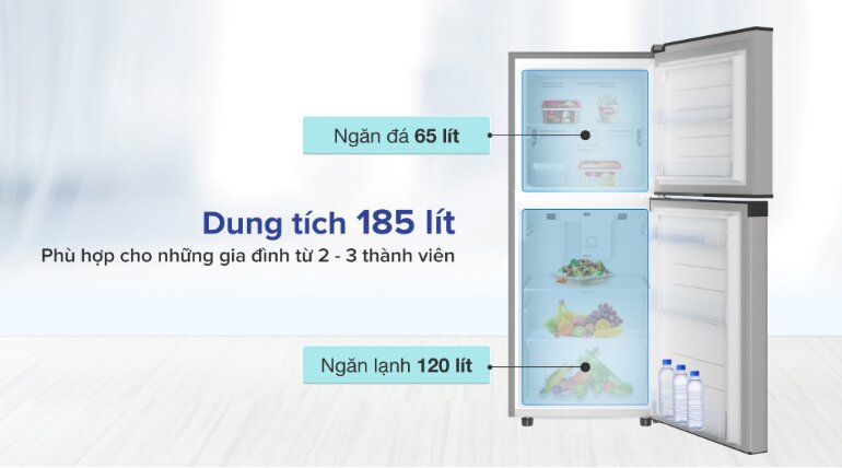 Tủ lạnh Casper RT-200VS có không gian lưu trữ thực phẩm bên trong khá rộng rãi