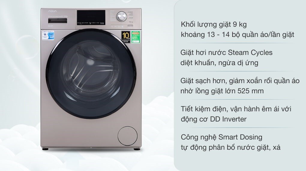  máy giặt Aqua 9kg cửa ngang